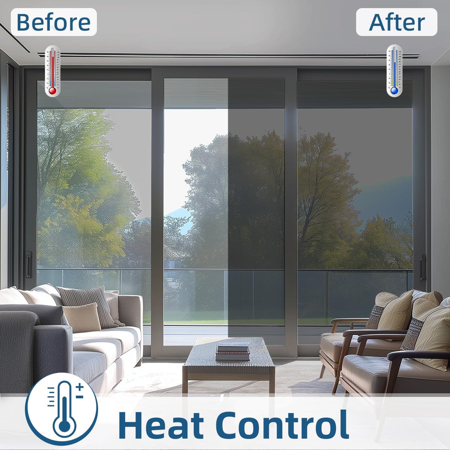 DUOFIRE One Way Window Film Privacy See Out Not in Heat Blocker Window Tint Reflective Mirror Windows Tinting Film for Home Static Cling Anti-UV Sun Blocking Windows Covering（Black, 35.4x78.7in）