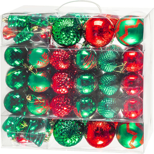 116Pcs Green and Red Christmas Ball Ornaments, Shatterproof Christmas Hanging Decoration Set with Gift Box, Assorted Decorative Baubles Set for Xmas Tree/Home/Wedding/Party/Holiday (Red & Green)