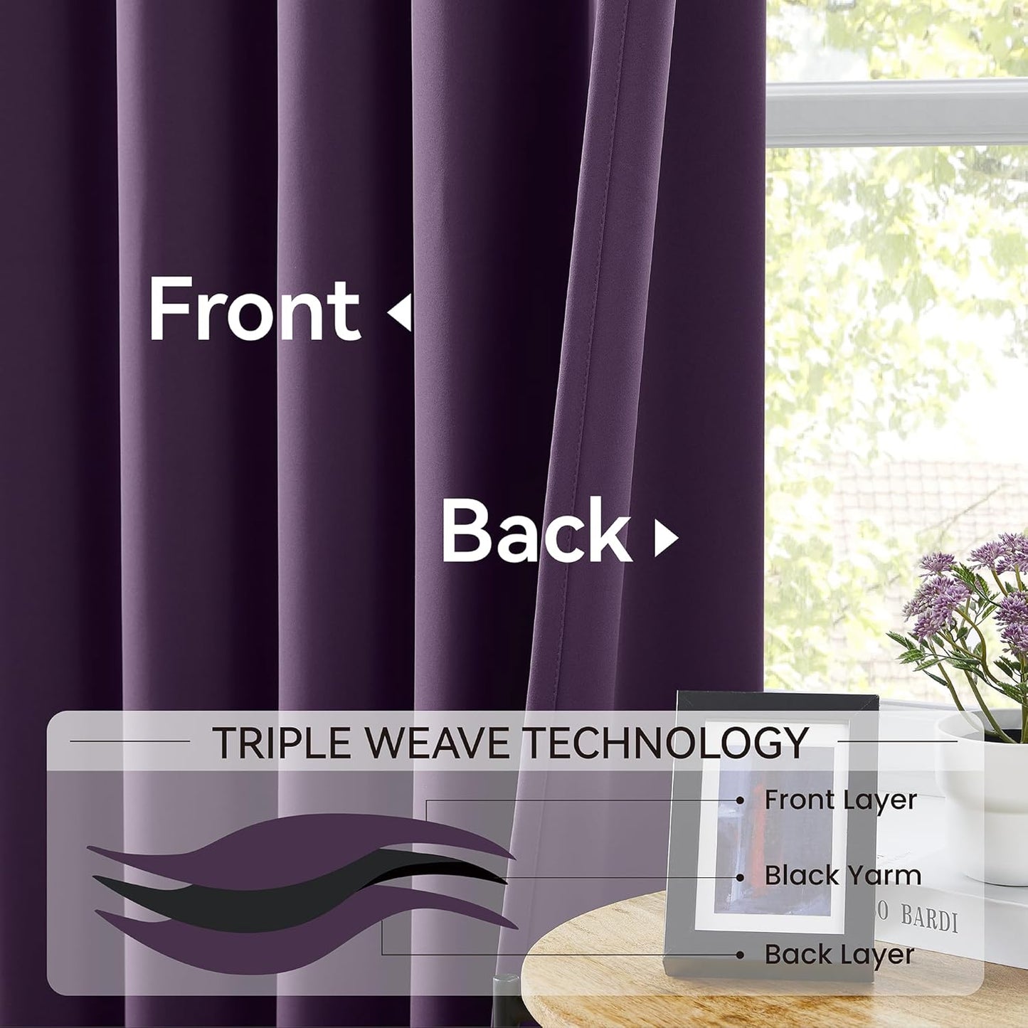 KangBang Royal Purple Pleated Long Curtain Drapes 120 Inches Long, Blackout Thermal Insulated Fashion Drapes for Living Room Sliding Door, Solid Modern Lush Decor, W40xL120,2 Panels