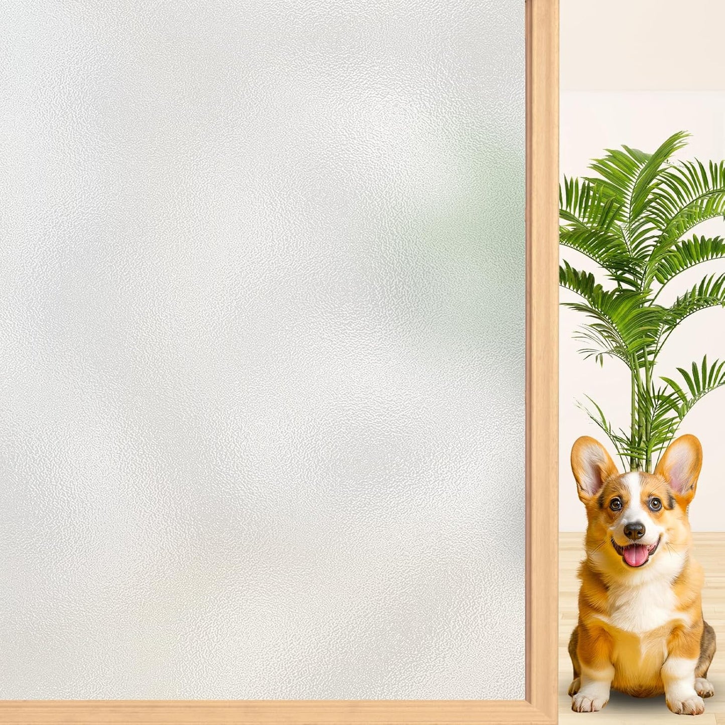 Niviy Etched Privacy Window Film Frosted Glass Static Cling Non Adhesive Window Frosting Film for Bathroom Home Office, 17.5 inch x 236 inch