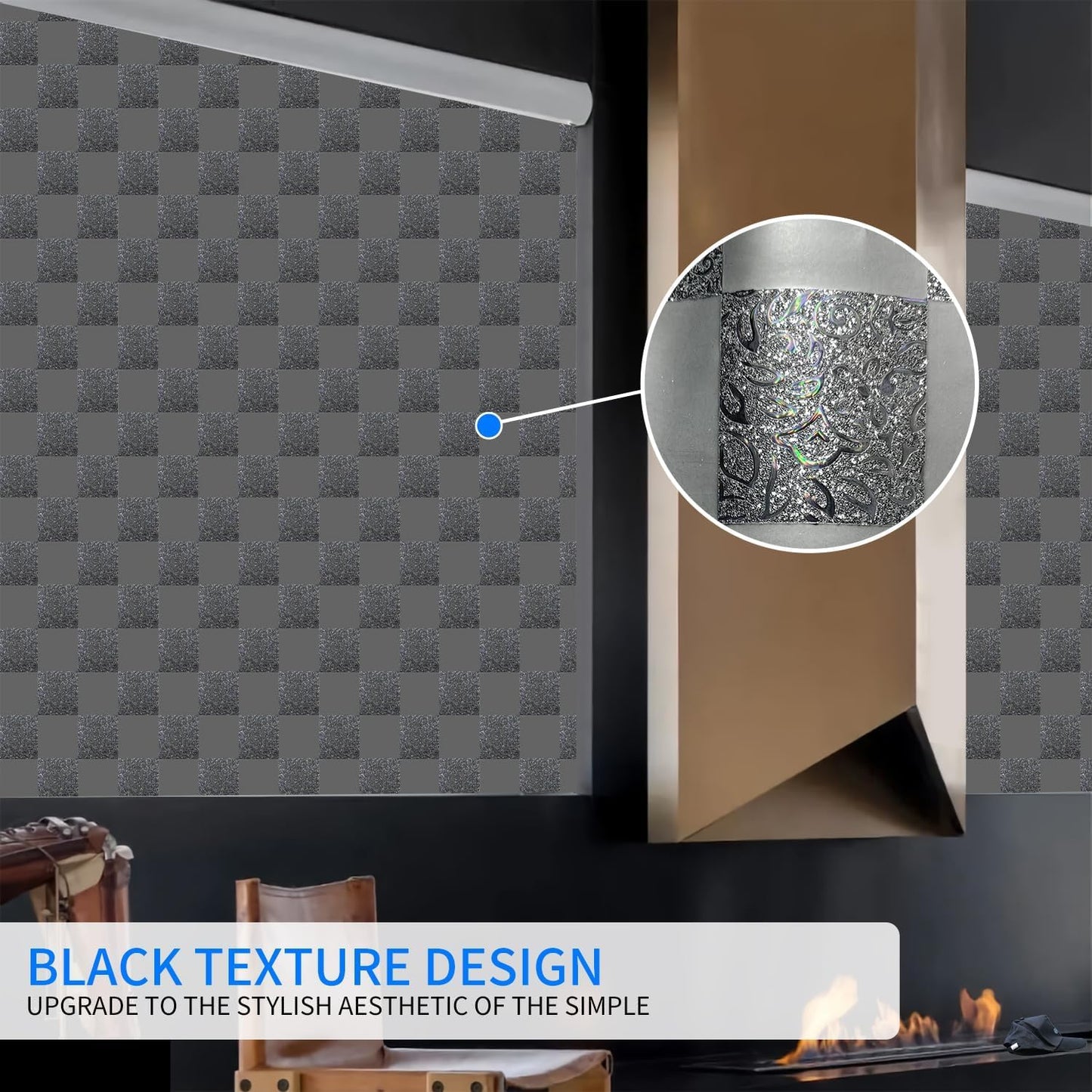 Window Film Privacy Day and Night with Installation Tools, Static Cling Glass Film Ideal for Home Shower Office Glass Door (Black, 35.4 x 78.7 Inch)