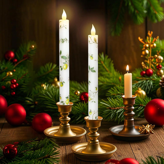 Lemon Flameless Taper Candles with Remote and Timer Flickering Flame Battery Operated Taper Candles for Home Bedroom Wedding Party Fall Christmas Summer Decor 9.6"