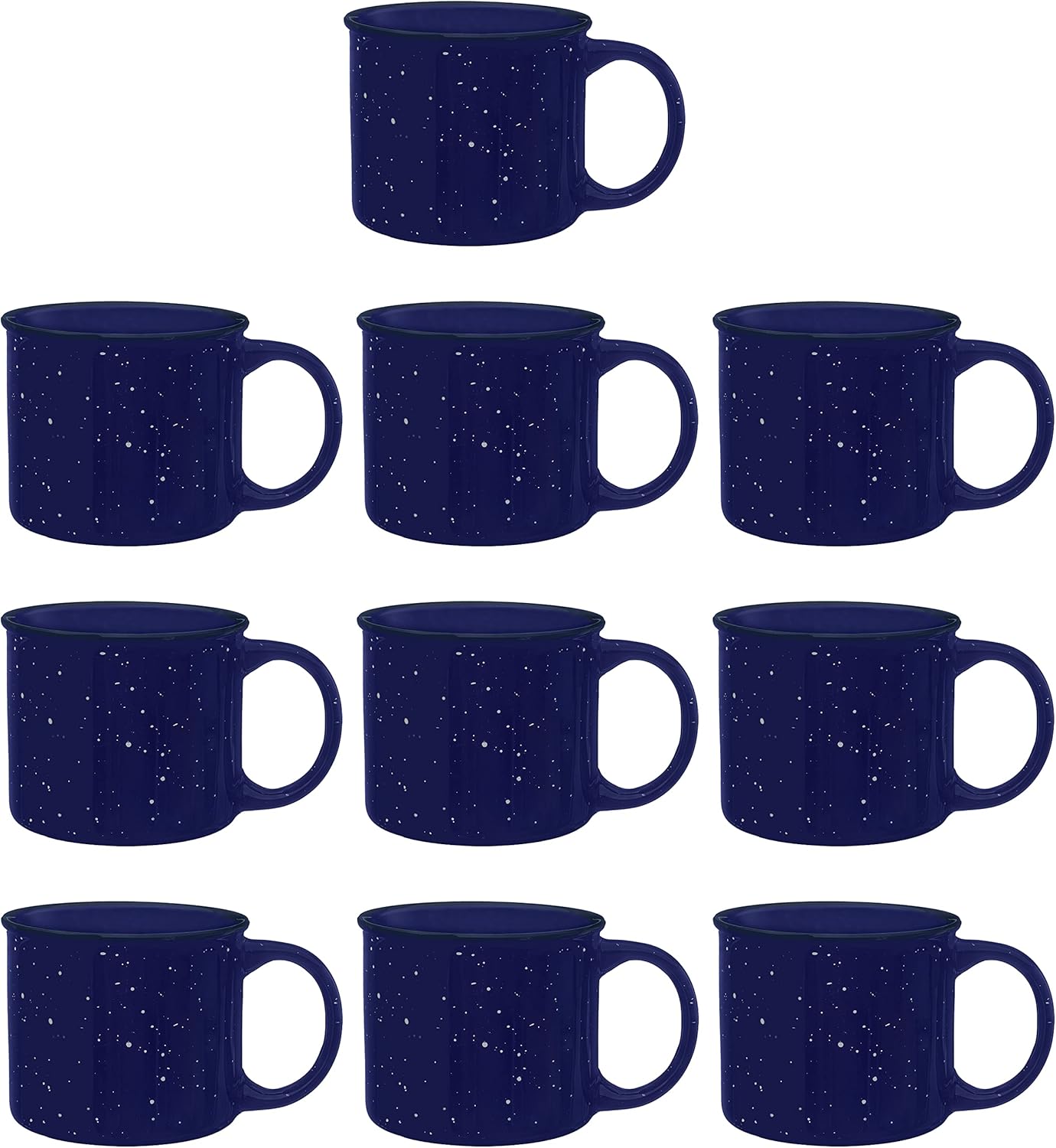 DISCOUNT PROMOS Ceramic Campfire Coffee Mugs 13 oz. Set of 10, Bulk Pack - Perfect for Tea, Espresso, Cappuccino, Hot Cocoa - Blue