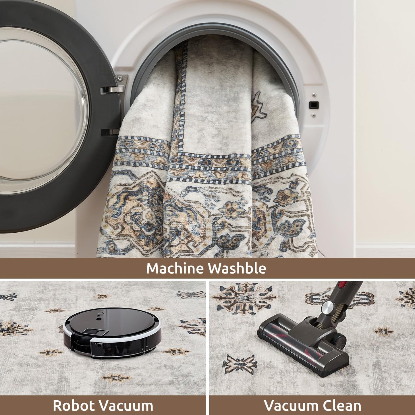 AMOAMI Vintage 2X6 Runner Rug Non Slip Soft Runners for Hallways Machine Washable Hallway Runner Bedside Rugs for Bedroom Long Rug for Hallways Entryway Laundry Room Kitchen Bathroom