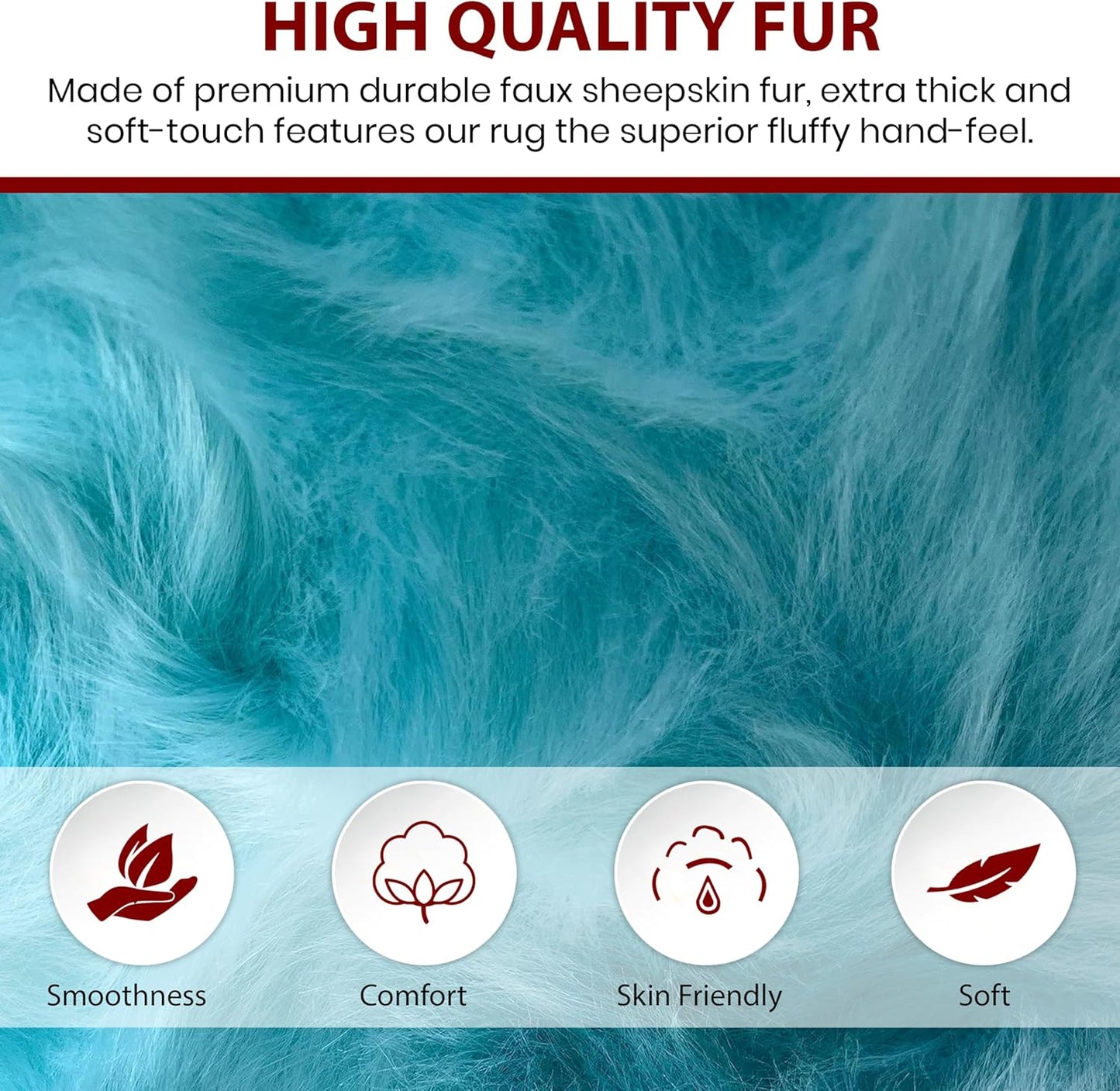 LAMBZY Faux Sheepskin Super Soft Hypoallergenic Free Shape Silky Shag Rug, Luxury Shaggy Plush Carpet for Bedrooms Living Kids Room Sofa Rugs (Blue, Single and a Half 2'x4')