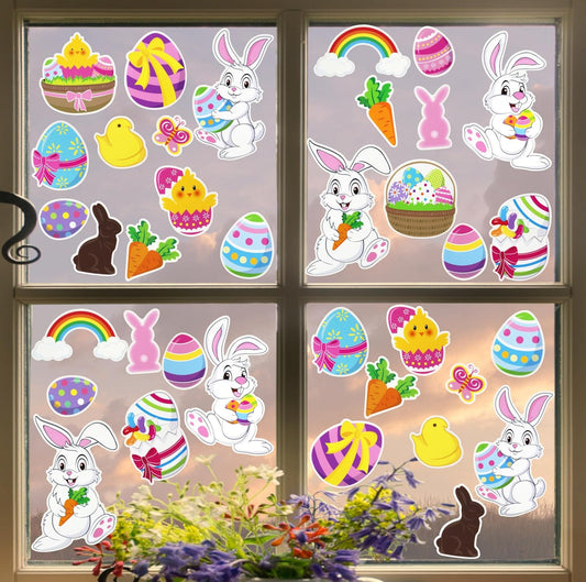 Iconikal 100-Count Easter Window Clings, Static Cling Window Decorations, (5 Sheets of 20)