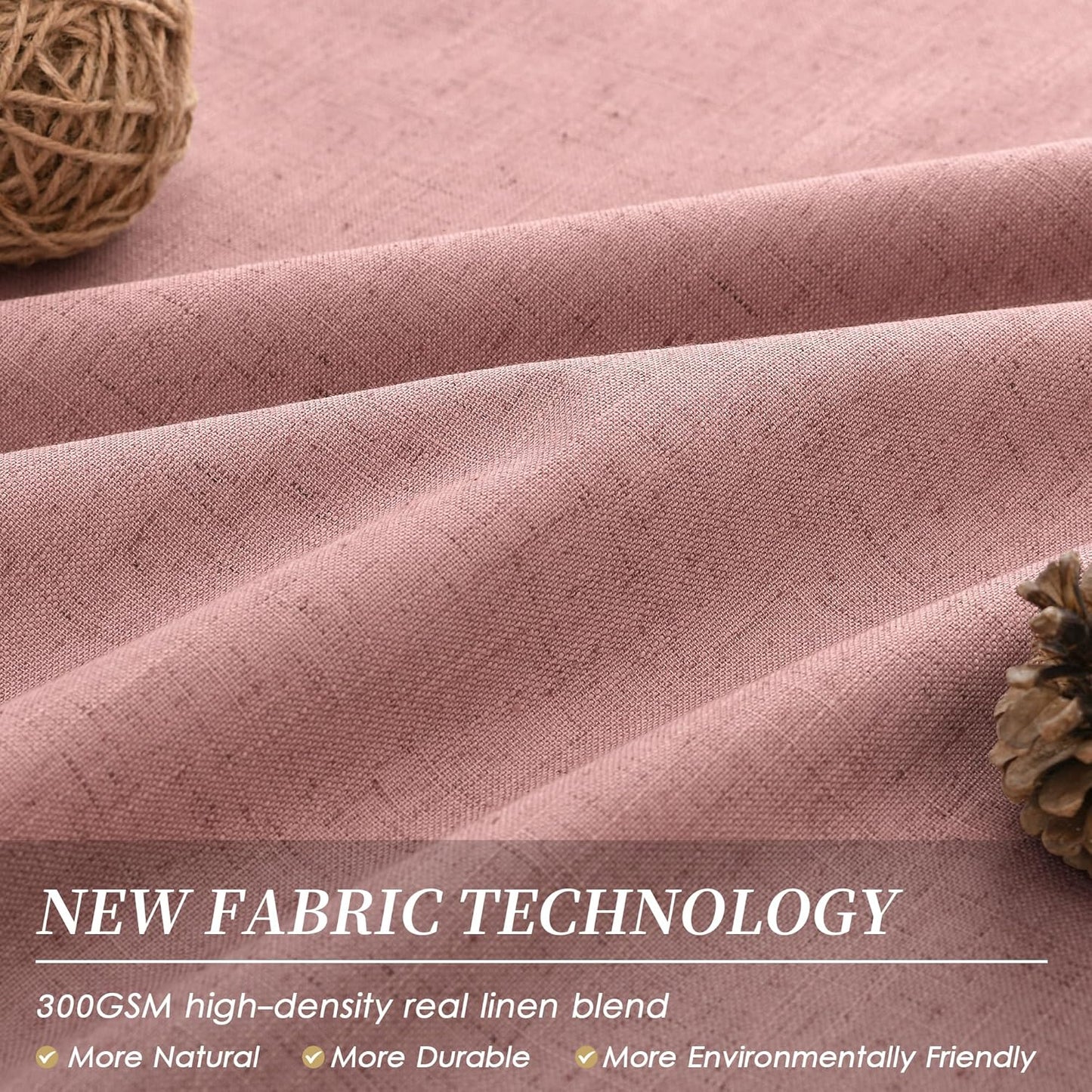 BOODII 100 Inch Blackout Curtains 2 Panels Set Back Tab Rod Pocket Thermal Insulated Blush Pink Linen Black Out Curtains Noise Reducing Living Room Darkening Window Drapes Linen Textured 52x100