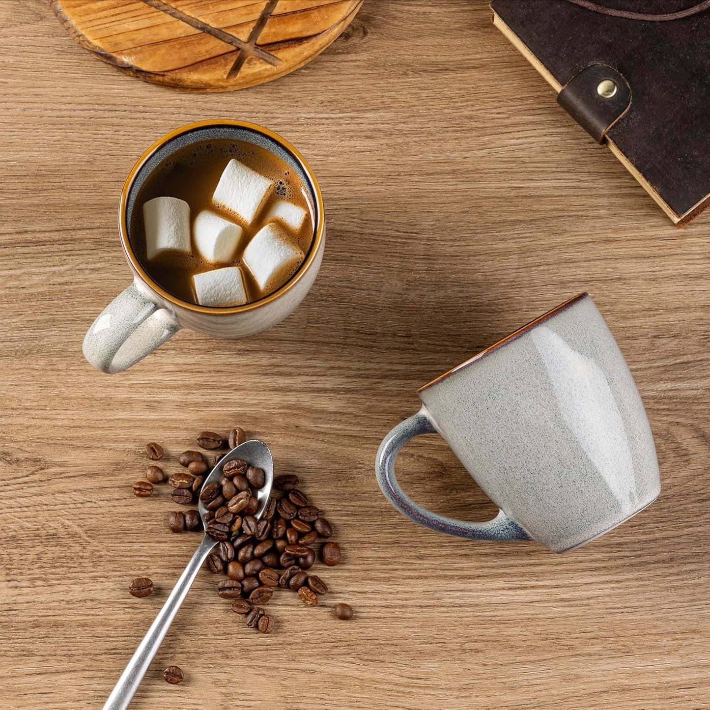 GBHOME Ceramic Coffee Mugs Set of 6, 12oz Stoneware Coffee Mugs Set For Dad Mom Women MEN, Light Weight Coffee Cups for Latte/Tea/Beer/Hot Cocoa, Dishwasher & Microwave Safe