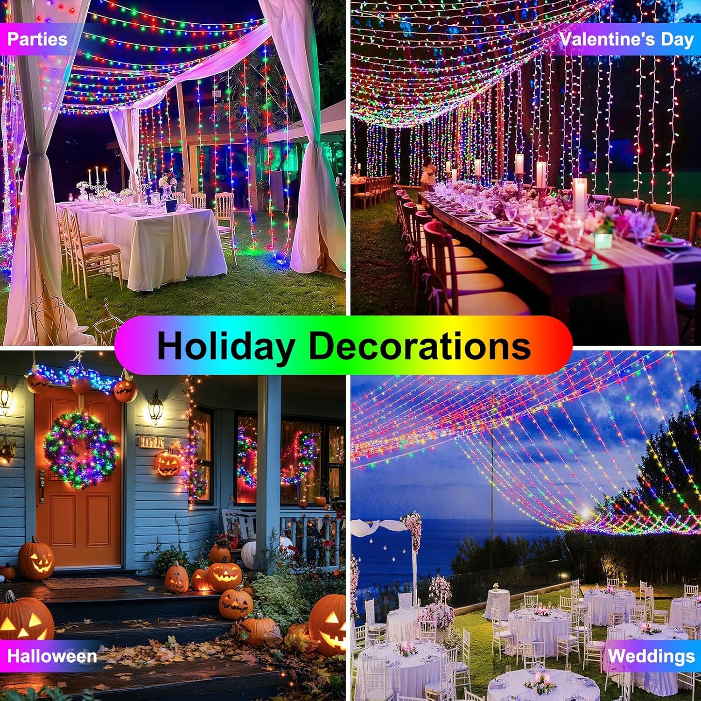 196 FT 600LED Christmas Lights Plug in,Multi Color Waterproof Fairy Lights with Timer/8 Modes, Christmas Tree Lights Lighting Outdoor Indoor Garden Party Wedding Christmas Tree Decoration
