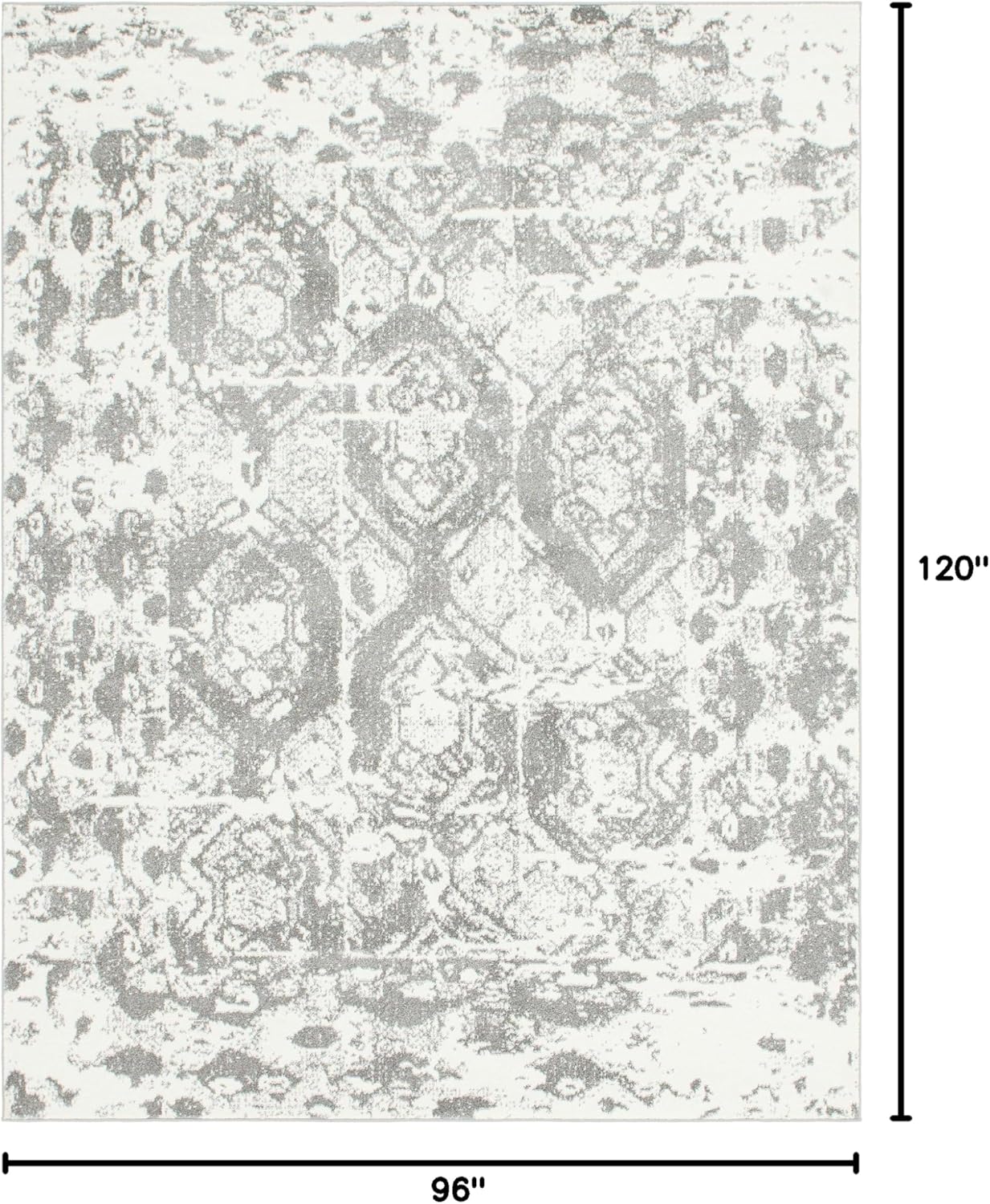 Unique Loom Rosso Collection Vintage, Geometric, Bohemian, Traditional, Distressed, Southwestern Area Rug, Rectangular 8' 0" x 10' 0", Light Gray/Ivory