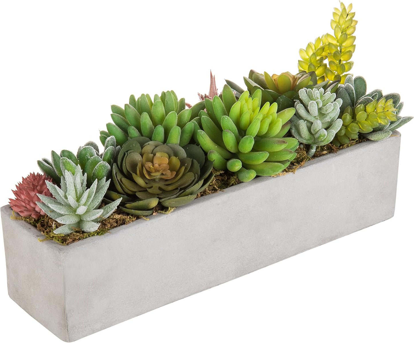 MyGift Faux Succulent Plant Arrangement in 12-Inch Gray Cement Pot