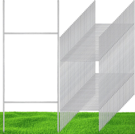 200 Pcs H Stakes for Yard Signs 30'' x 10'' Metal Heavy Duty H Frame Wire Stakes Weatherproof Metal Holder for 4mm 5mm Corrugated Signs Advertising Board Guidepost Yard Halloween Decor