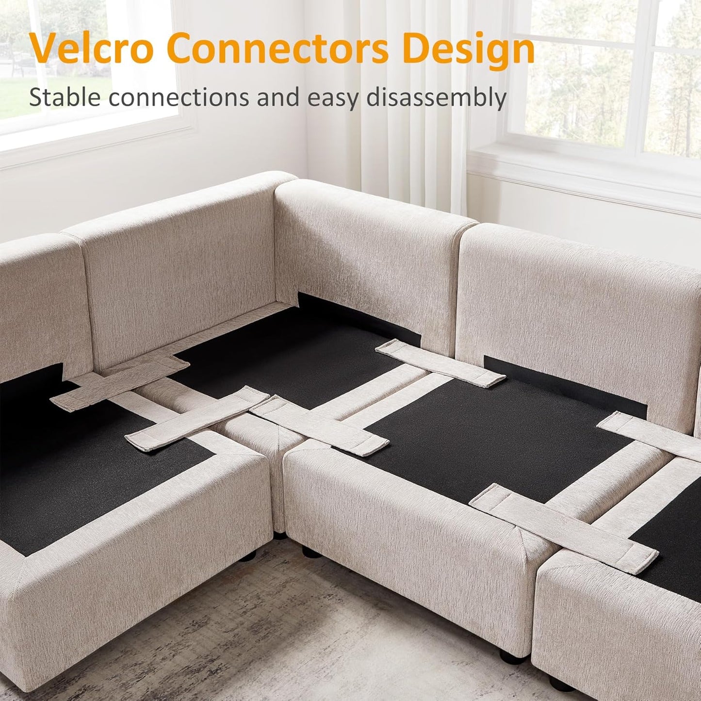 Modular Sectional Sofa, Convertible Sofa Couch Modular Sofa with Ottoman, Sectional Sofas for Living Room Small Apartments