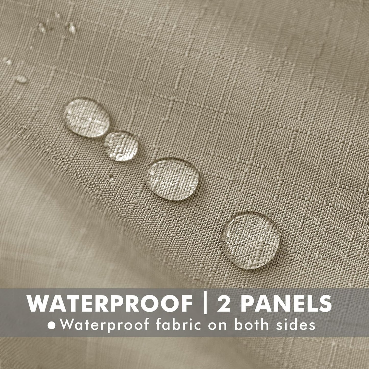 HolidayIdeas Linen Outdoor Curtains for Patio 4 Panels Waterproof Taupe Outside Curtains 110"x108"-Indoor/Outdoor Gazebo Wide Curtains Weatherproof, Privacy for Pergola, Porch, Cabana, Pool