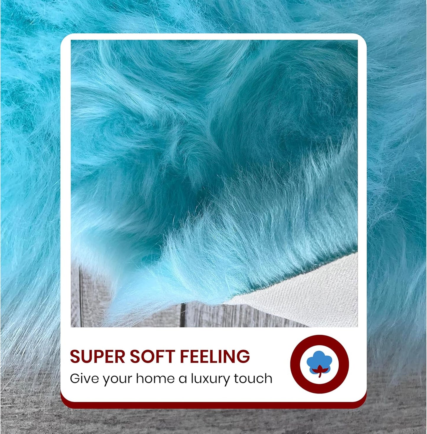 LAMBZY Faux Sheepskin Super Soft Hypoallergenic Free Shape Silky Shag Rug, Luxury Shaggy Plush Carpet for Bedrooms Living Kids Room Sofa Rugs (Blue, Double Side by Side 3'x4')