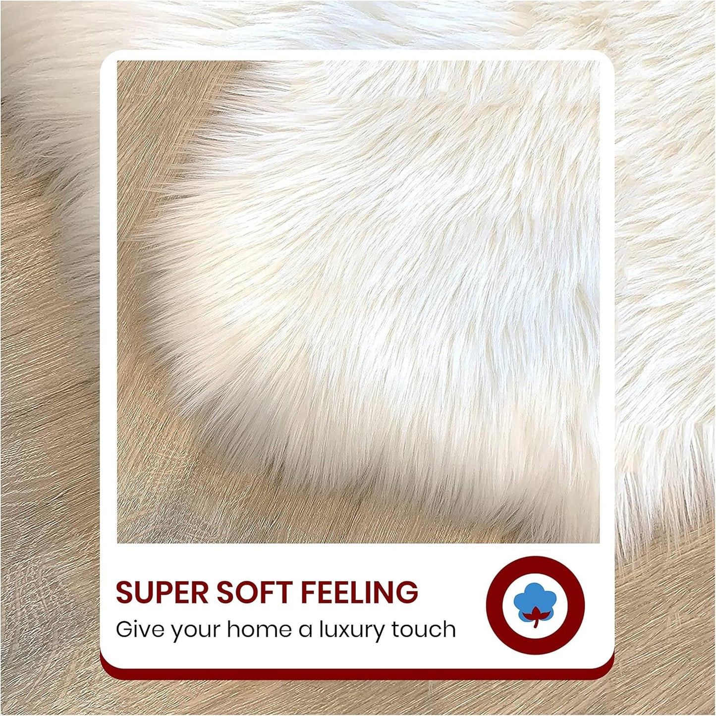 LAMBZY Faux Sheepskin Hypoallergenic Free Shape Silky Shag Rug, Luxury Shaggy Silky Plush Carpet for Bedrooms Rugs Living, Kids Rooms Sofa Floor Rugs (Single and a Half 2'x4', 60x120cm White)