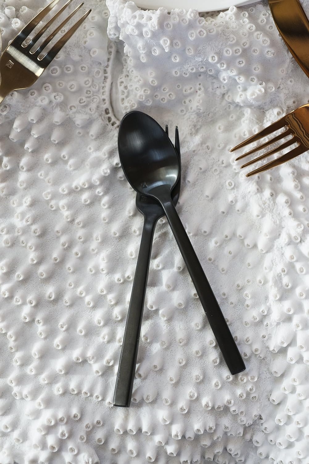 Fortessa Arezzo 18/10 Stainless Steel Flatware, 5 Piece Place Setting, Service for 1, Brushed Black - 5PPS-1656B-05