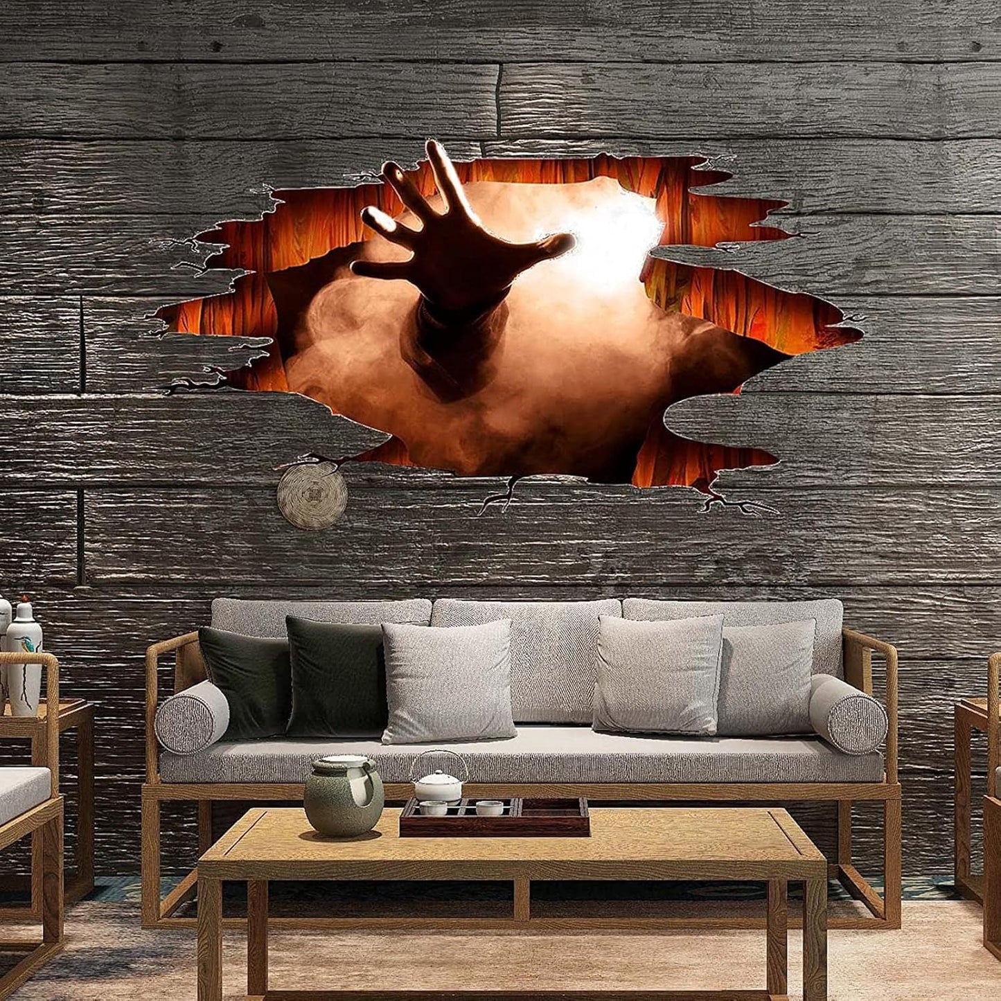 Scary Halloween Floor Decals 3D Stickers for Wall, Ghost Hand Scratching Art Decorations, Removable Vinyl Decor Posters for Bar Pub Spooky Party Supplies