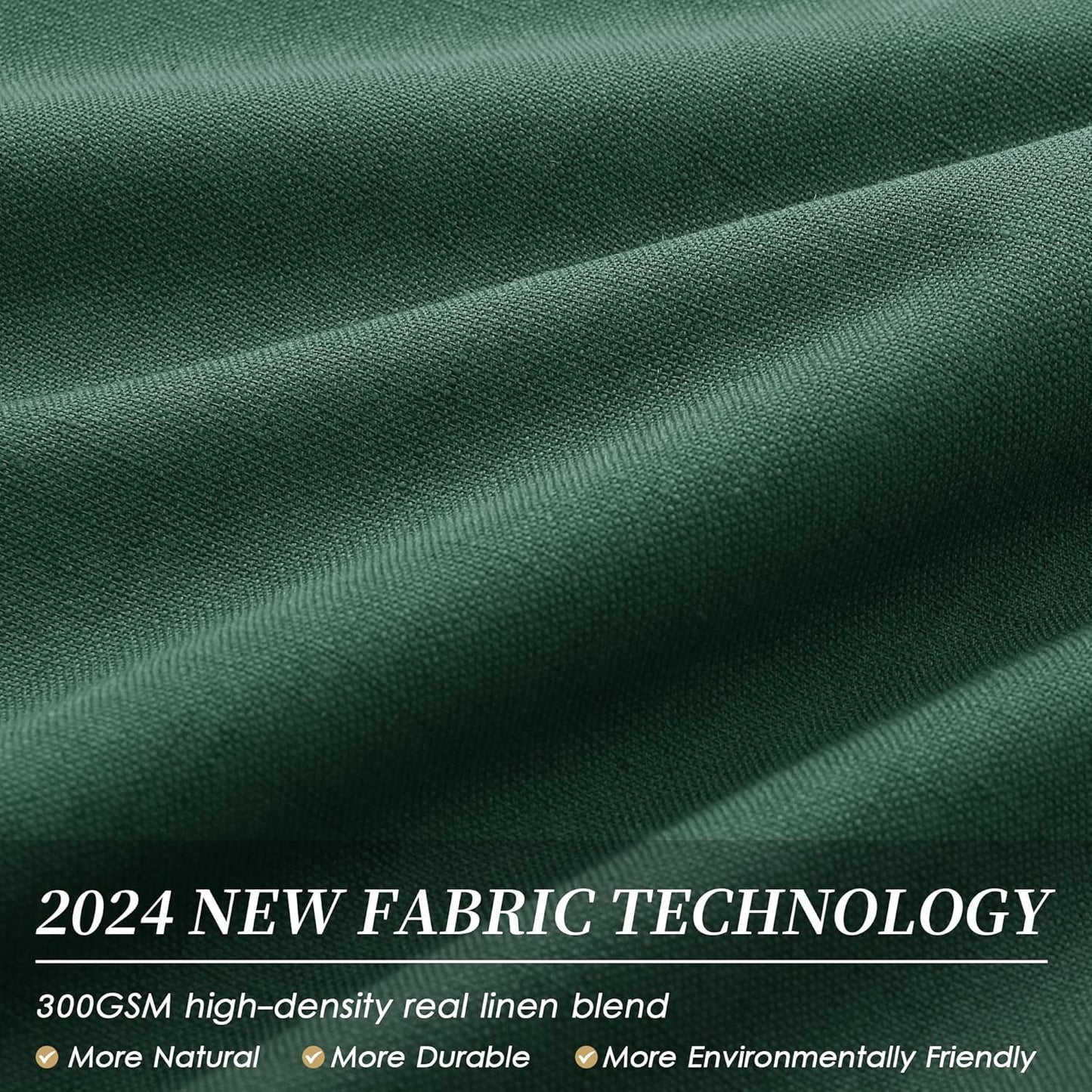 BOODII 63 Inch Blackout Curtains Green Linen Black Out Curtains for Bedroom 2 Panels Set Modern Room Darkening Curtain Thermal Insulated Curtain for Winter Window Drapes Back Tab 52x63