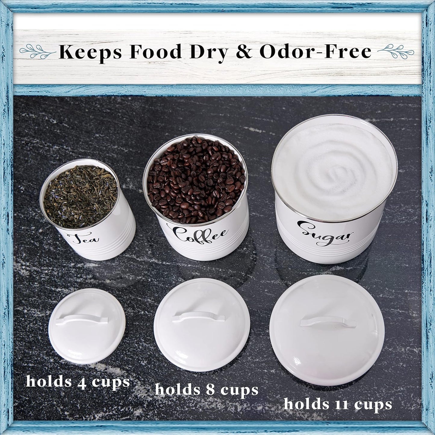 Home Acre Designs Food Storage Containers Set with Lids, Farmhouse Home Kitchen Decor Rustic Vintage Canisters