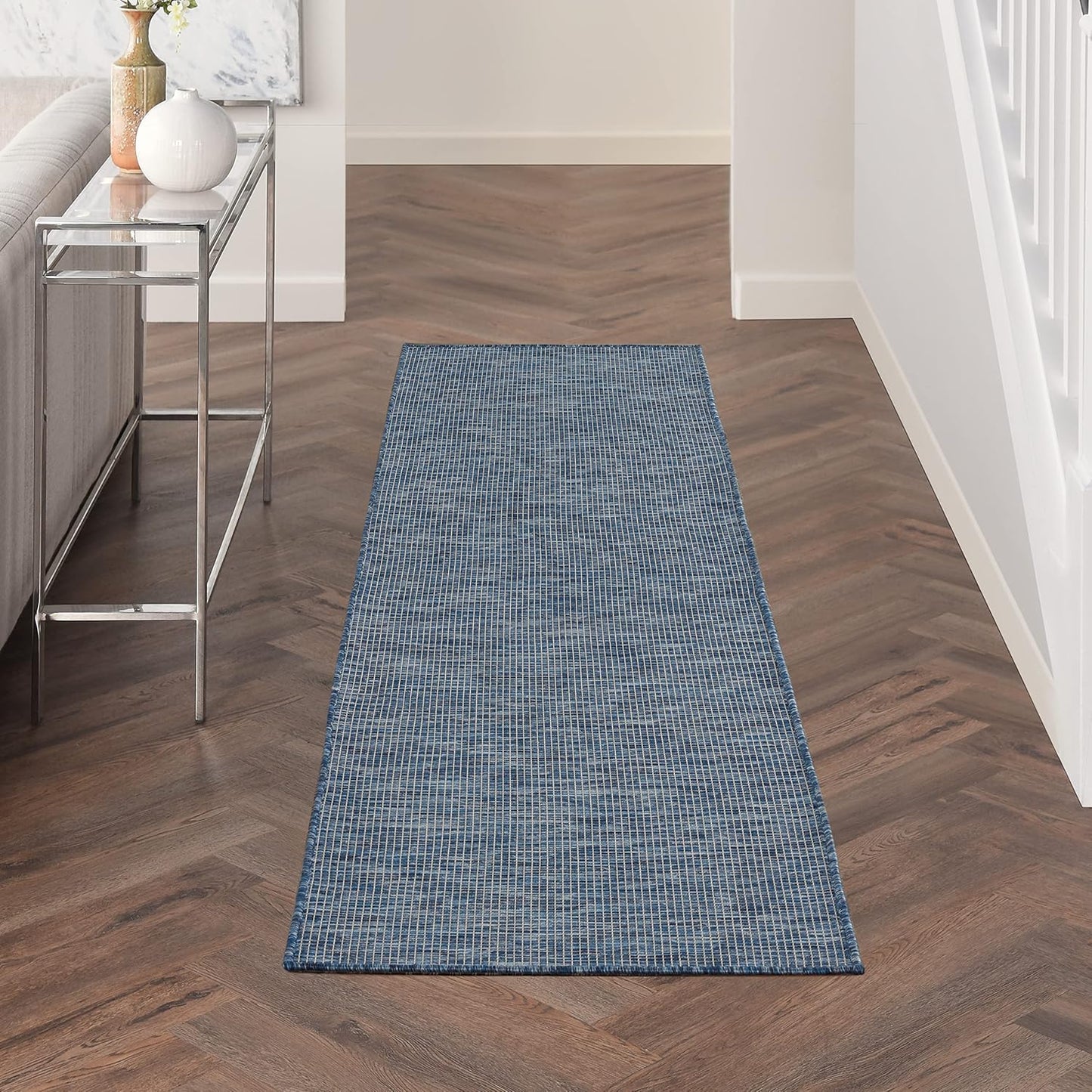 Nourison Positano Navy Blue 2' x 6' Area Rug Easy Clean, Non Shedding, Bed Room, Living Room, Dining Room, Kitchen (6' Runner)