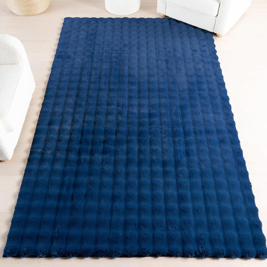 nuLOOM Jeni Checkered 3'9" x 6' Machine Washable Area Rug for Living Room Bedroom Dining Room Kitchen, Navy