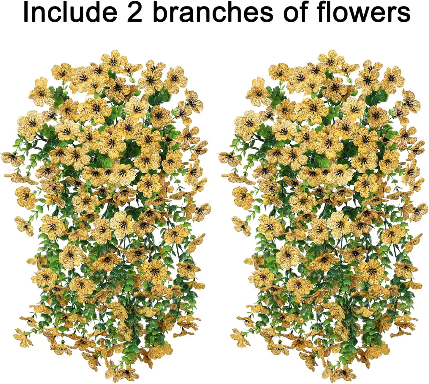 INSPRING Artificial Flowers Fall Faux Outdoor Outside Plants, 2 PCS Fake Silk UV Resistant Look Real Yellow Daisy Trailing Vines for Front Door Porch Planter Urn Patio Balcony Decoration