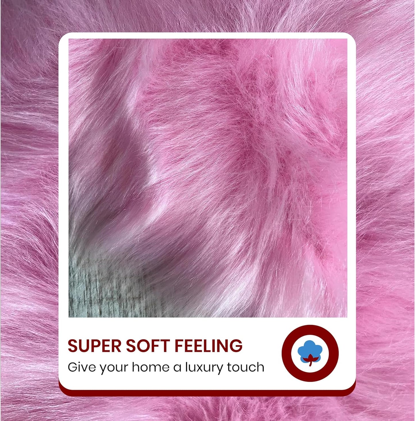 LAMBZY Faux Sheepskin Super Soft Hypoallergenic Free Shape Silky Shag Rug, Luxury Shaggy Plush Carpet for Bedrooms Living Kids Room Sofa Rugs (Pink, Single 2'x3')