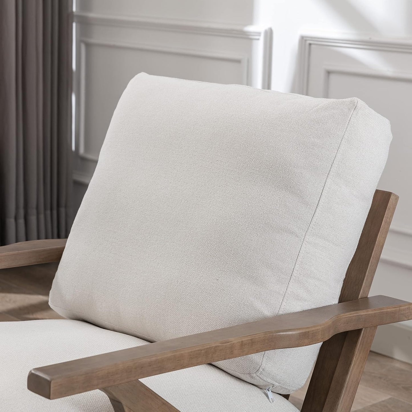 chairus Mid Century Accent Armchair Modern Upholstered Lounge Chair Compfy Leisure Arm Chair for Living Room Fireplace/Bedroom/Reception/Dorms, Linen Fabric White