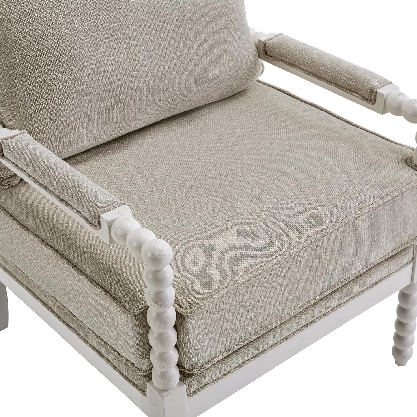 DUHOME Linen Fabric Spindle Accent Chairs Set of 2 with Wood Frame,Modern Accent Chairs with Padded Spring Seat and Brushed White Base for Living Room Bedroom Farmhouse Home Office Belcony