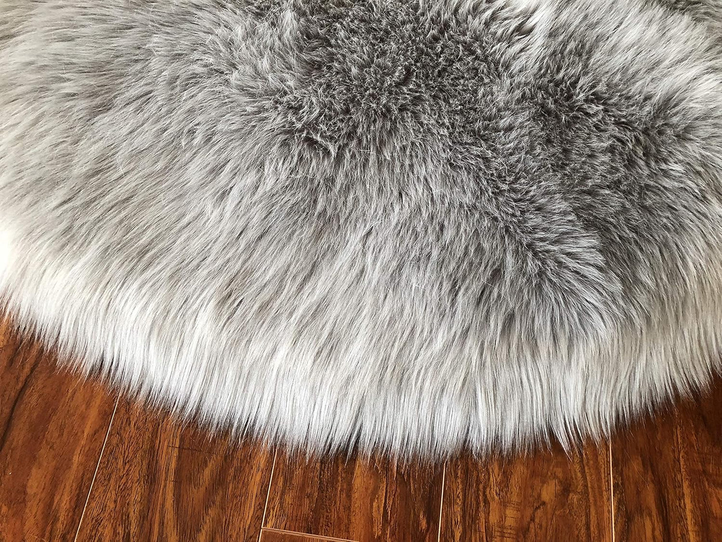 LAMBZY Faux Sheepskin Hypoallergenic Free Shape Silky Shag Rug, Luxury Shaggy Silky Plush Carpet for Bedrooms Rugs Living Room Kids Rooms Sofa Floor Rugs (Double 2'x6', 60x180cm, Grey)